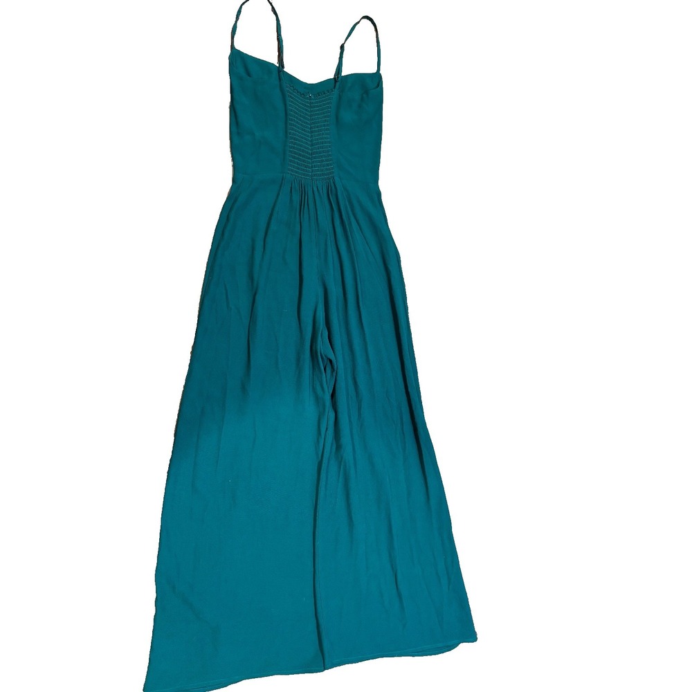 Reformation green jumpsuit womens' size 2 ruched back‎ wide legs viscose - Picture 3 of 10